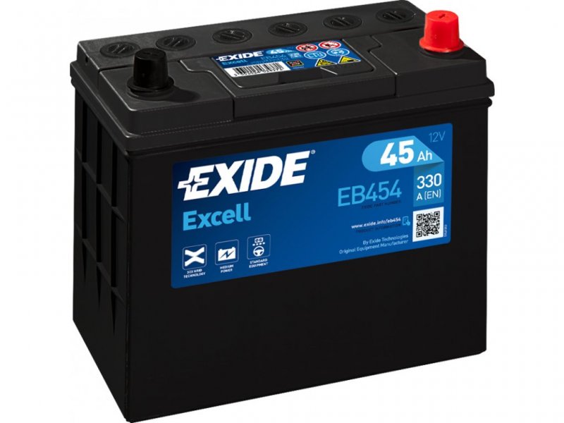 Akumulator EXIDE Excell 12V 45Ah 330A JAP P+ EB454
