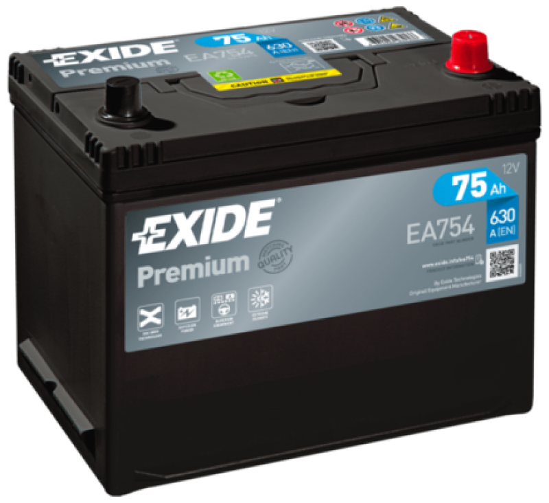 Akumulator EXIDE PREMIUM 12V 75AH 630A EA754