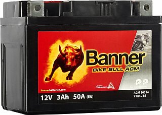 BANNER BIKE BULL AGM 50314 12V 3AH 50A YTX4L-BS